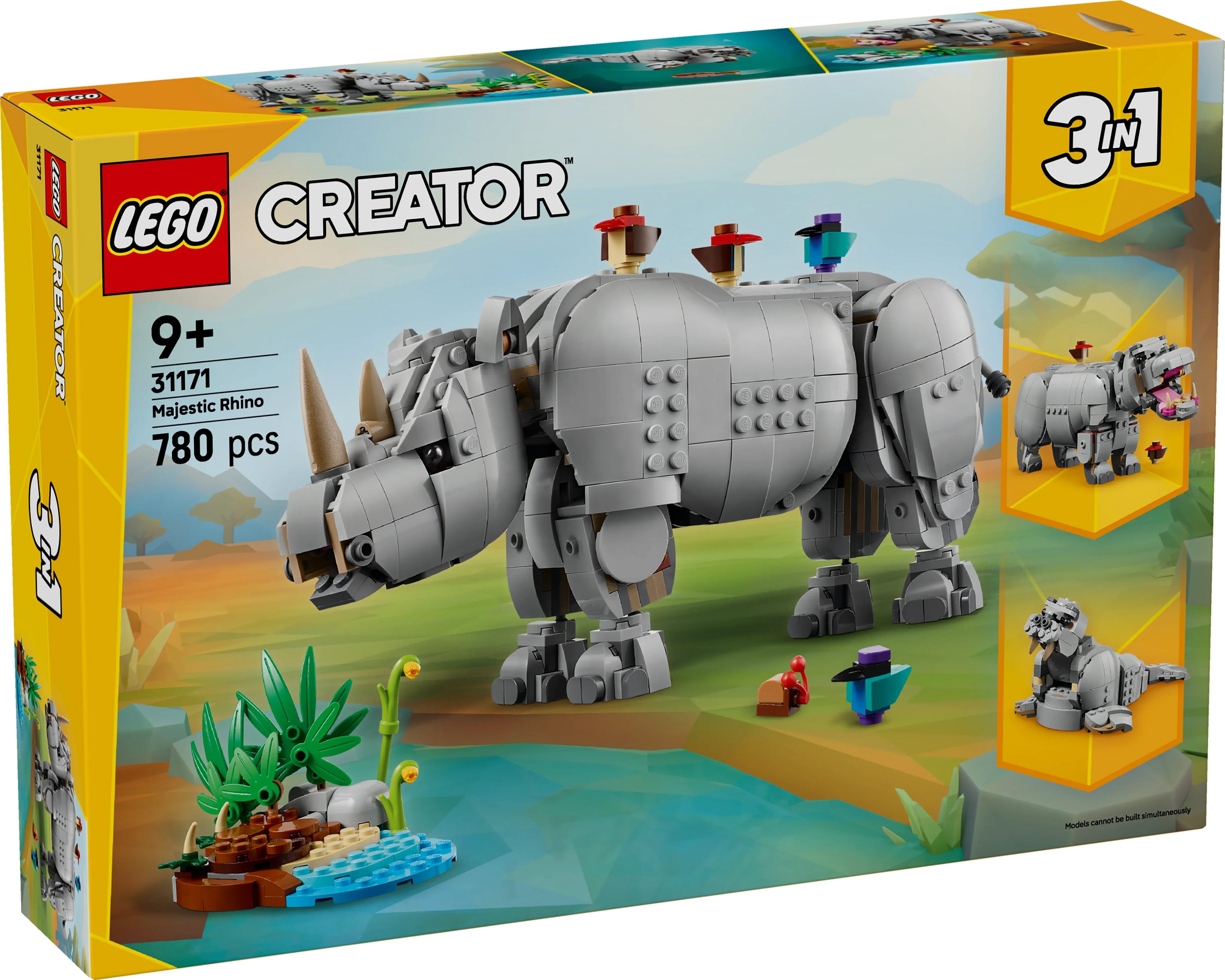 LEGO® 31171 Creator Wilde Tiere: Prächtiges Nashorn mit Vögeln
