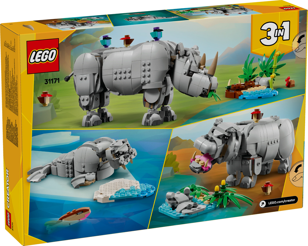 LEGO® 31171 Creator Wilde Tiere: Prächtiges Nashorn mit Vögeln