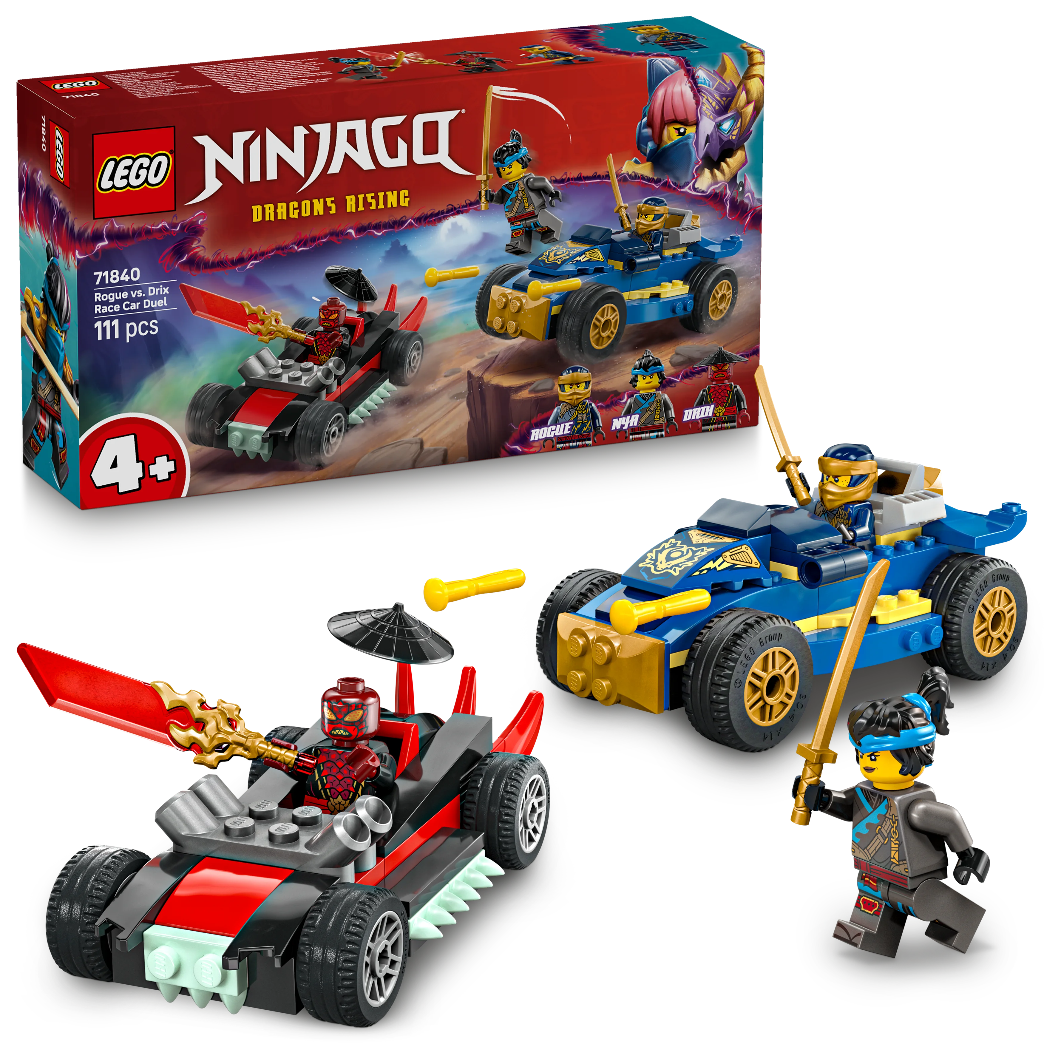 LEGO® 71840 NINJAGO® Action-Autorennen: Rogue vs. Drix